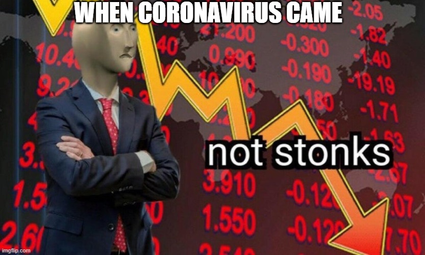 Coronavirus stonks | WHEN CORONAVIRUS CAME | image tagged in not stonks | made w/ Imgflip meme maker