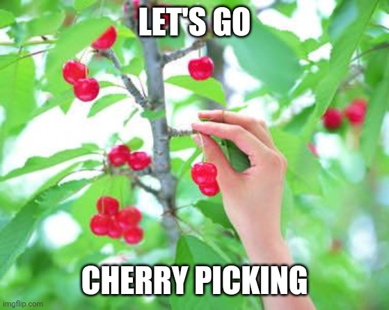 Cherry picking  | LET'S GO CHERRY PICKING | image tagged in cherry picking | made w/ Imgflip meme maker