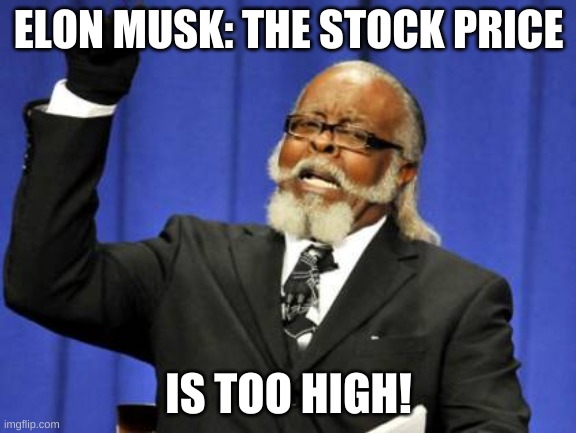 Too Damn High Meme | ELON MUSK: THE STOCK PRICE; IS TOO HIGH! | image tagged in memes,too damn high | made w/ Imgflip meme maker