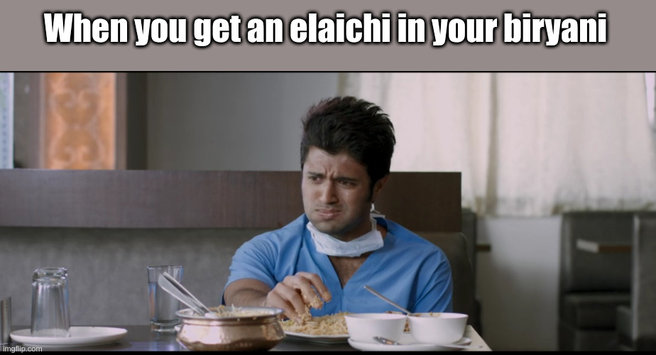 When you get an elaichi in your biryani | image tagged in funny memes | made w/ Imgflip meme maker