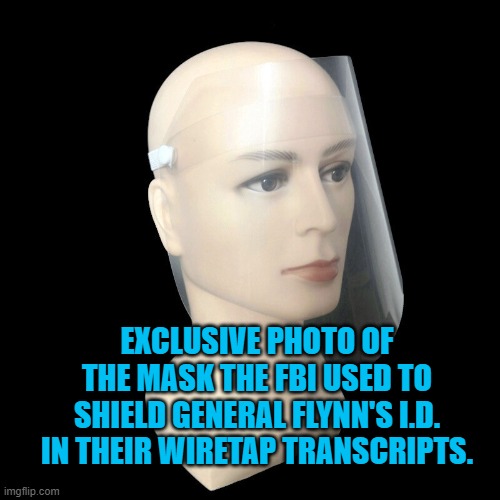 Unmasking Another President Pandemic Lie | EXCLUSIVE PHOTO OF THE MASK THE FBI USED TO SHIELD GENERAL FLYNN'S I.D. IN THEIR WIRETAP TRANSCRIPTS. | image tagged in politics | made w/ Imgflip meme maker