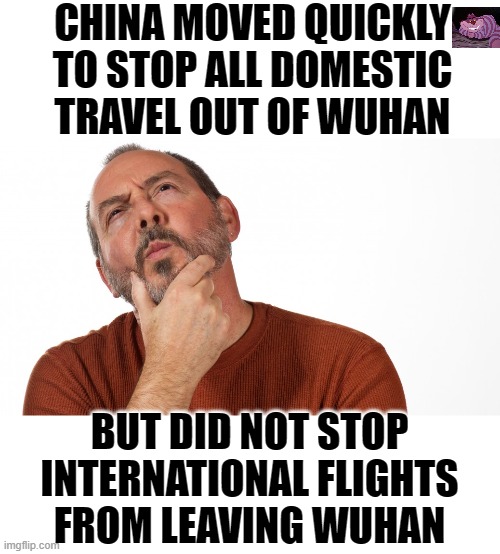 Was there a reason for this oversight? | CHINA MOVED QUICKLY TO STOP ALL DOMESTIC TRAVEL OUT OF WUHAN; BUT DID NOT STOP INTERNATIONAL FLIGHTS FROM LEAVING WUHAN | image tagged in hmmm | made w/ Imgflip meme maker