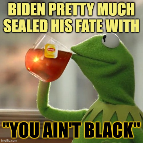 But That's None Of My Business Meme | BIDEN PRETTY MUCH SEALED HIS FATE WITH "YOU AIN'T BLACK" | image tagged in memes,but that's none of my business,kermit the frog | made w/ Imgflip meme maker