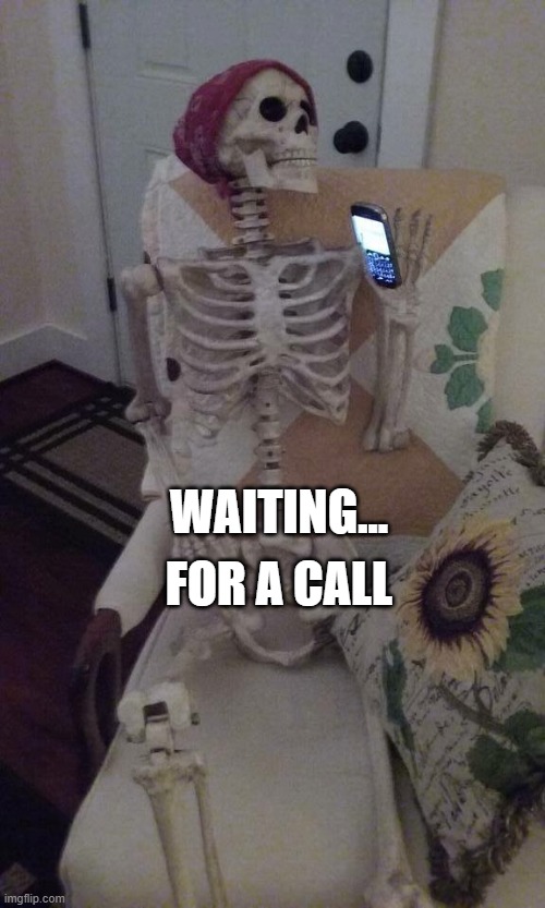 Waiting for a call | FOR A CALL; WAITING... | image tagged in waiting on customer service | made w/ Imgflip meme maker