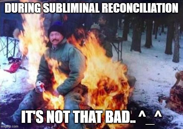 LIGAF Meme | DURING SUBLIMINAL RECONCILIATION; IT'S NOT THAT BAD.. ^_^ | image tagged in memes,ligaf | made w/ Imgflip meme maker