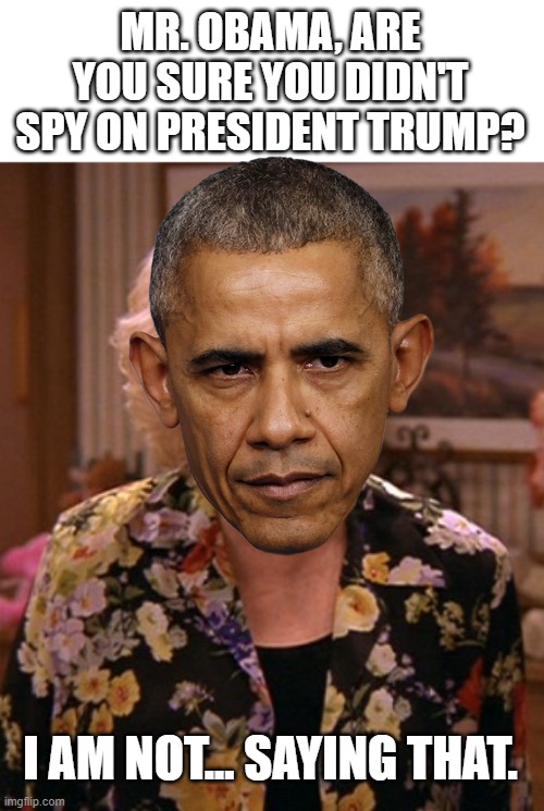 Condescending Marie Barone | MR. OBAMA, ARE YOU SURE YOU DIDN'T SPY ON PRESIDENT TRUMP? I AM NOT... SAYING THAT. | image tagged in condescending marie barone | made w/ Imgflip meme maker