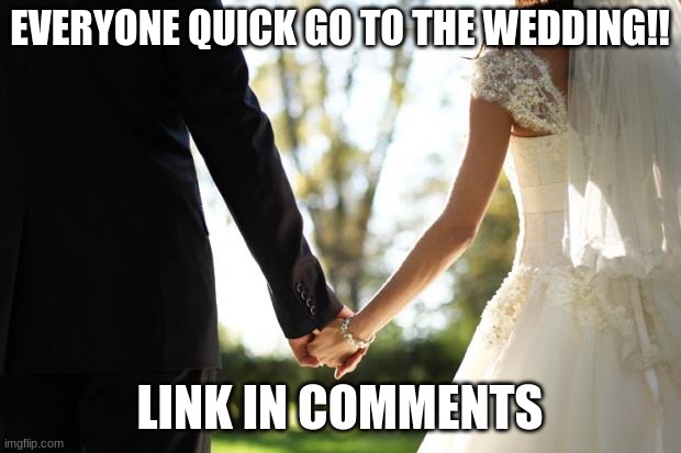 wedding | EVERYONE QUICK GO TO THE WEDDING!! LINK IN COMMENTS | image tagged in wedding | made w/ Imgflip meme maker