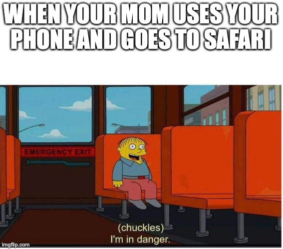 in danger | WHEN YOUR MOM USES YOUR PHONE AND GOES TO SAFARI | image tagged in clean your phone,danger | made w/ Imgflip meme maker