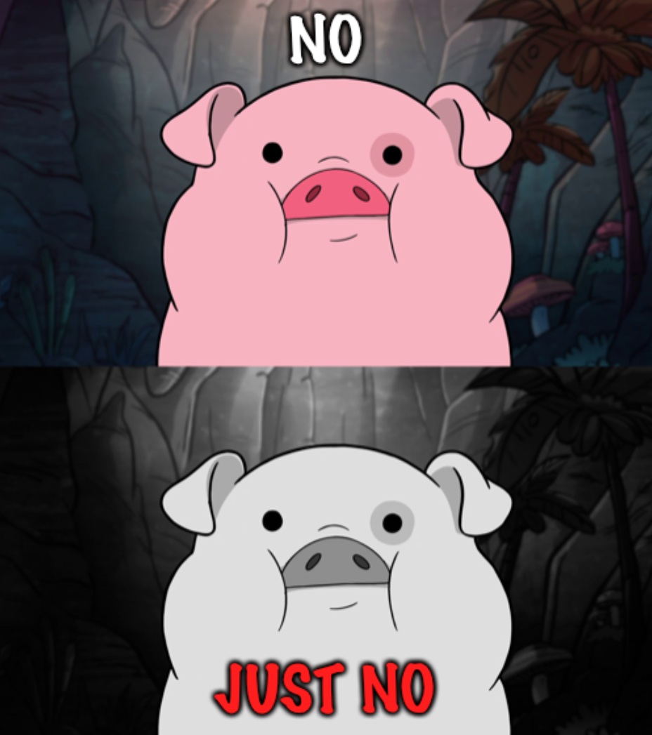 Pig no just no Blank Meme Template