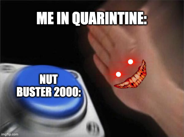 Blank Nut Button | ME IN QUARINTINE:; NUT BUSTER 2000: | image tagged in memes,blank nut button | made w/ Imgflip meme maker