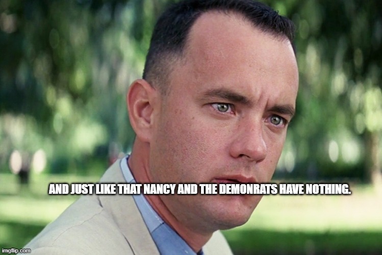 And Just Like That | AND JUST LIKE THAT NANCY AND THE DEMONRATS HAVE NOTHING. | image tagged in memes,and just like that | made w/ Imgflip meme maker