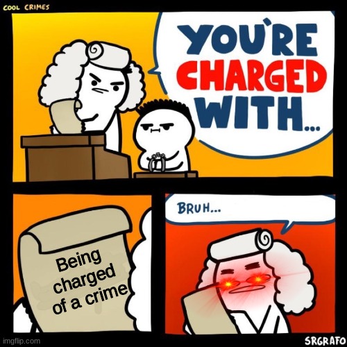 cool crimes | Being charged of a crime | image tagged in cool crimes | made w/ Imgflip meme maker