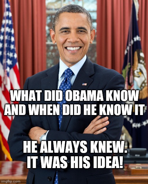 Criminal? | WHAT DID OBAMA KNOW AND WHEN DID HE KNOW IT; HE ALWAYS KNEW. IT WAS HIS IDEA! | image tagged in president obama | made w/ Imgflip meme maker