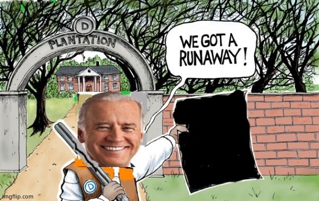 Joe Biden and the runaways. I wah wah wah wah wonder!! | image tagged in plantation,joe biden,slave master,democrats,liberalism,memes | made w/ Imgflip meme maker