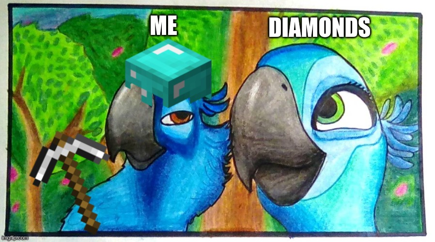 Diamonds | DIAMONDS; ME | image tagged in minecraft,diamonds | made w/ Imgflip meme maker