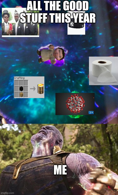 When 2020 had the moments | ALL THE GOOD STUFF THIS YEAR; ME | image tagged in thanos infinity stones,2020 | made w/ Imgflip meme maker