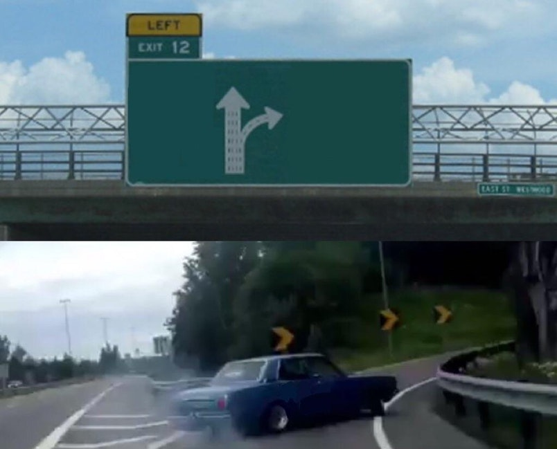 High Quality split road Blank Meme Template