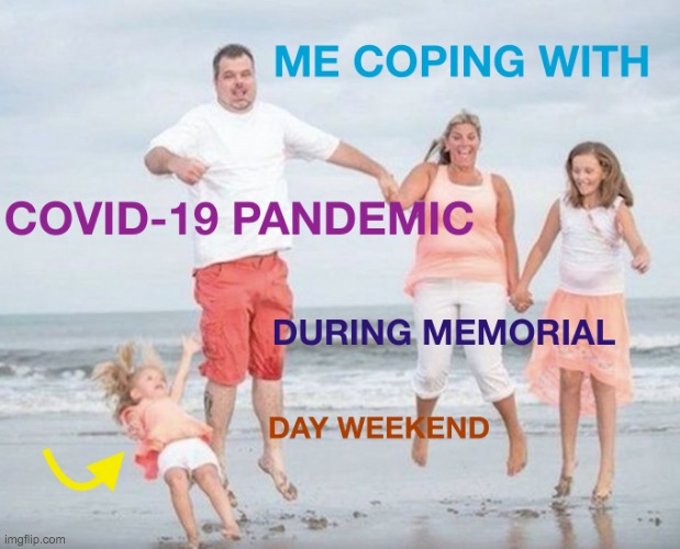 me coping with covid-19 pandemic during memorial day weekend | image tagged in me coping with covid-19 pandemic during memorial day weekend | made w/ Imgflip meme maker