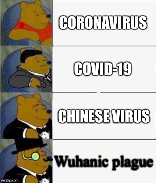 More fun with this pun | image tagged in wuhanic plague,covid-19,coronavirus,puns,political humor,tuxedo winnie the pooh 4 panel | made w/ Imgflip meme maker