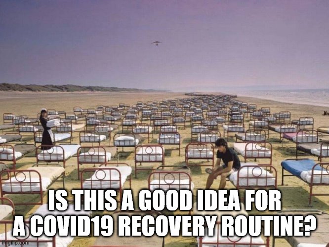 Is this a good idea for a covid19 recovery routine? | IS THIS A GOOD IDEA FOR A COVID19 RECOVERY ROUTINE? | image tagged in covid-19 | made w/ Imgflip meme maker