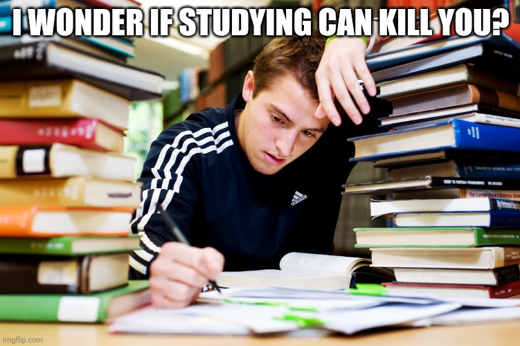 Studying | I WONDER IF STUDYING CAN KILL YOU? | image tagged in studying | made w/ Imgflip meme maker