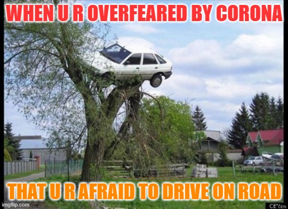 Secure Parking Meme | WHEN U R OVERFEARED BY CORONA; THAT U R AFRAID TO DRIVE ON ROAD | image tagged in memes,secure parking | made w/ Imgflip meme maker