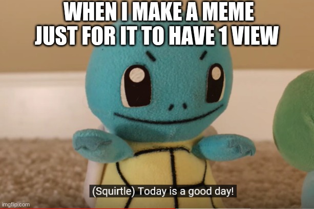today is a good day | WHEN I MAKE A MEME JUST FOR IT TO HAVE 1 VIEW | image tagged in fun,pokemon,talk | made w/ Imgflip meme maker
