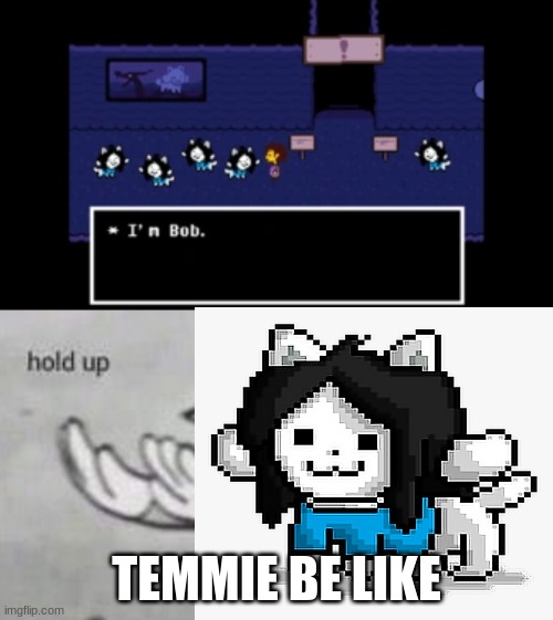 wait.... what? |  TEMMIE BE LIKE | image tagged in temmie,i'm bob,undertale | made w/ Imgflip meme maker