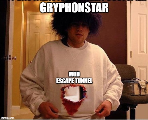 OlympianProduct, I don't feel so good | GRYPHONSTAR MOD ESCAPE TUNNEL | image tagged in i have a hole in my stomach | made w/ Imgflip meme maker