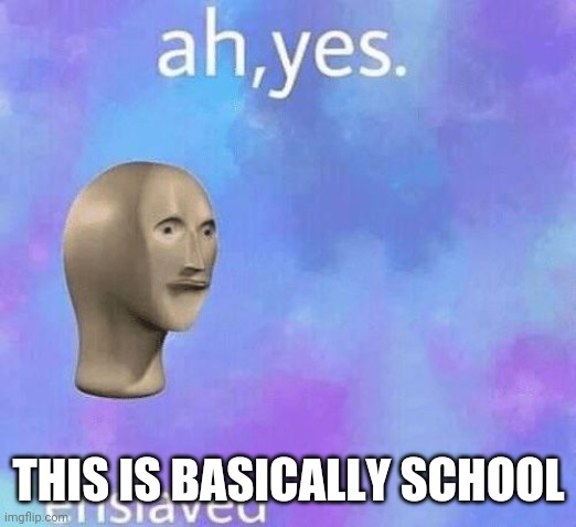 Ah Yes enslaved | THIS IS BASICALLY SCHOOL | image tagged in ah yes enslaved | made w/ Imgflip meme maker