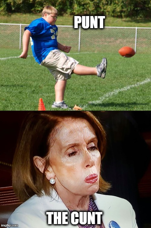 PUNT THE CUNT | image tagged in punt,nancy pelosi pb sandwich | made w/ Imgflip meme maker