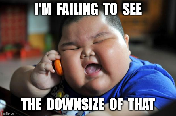Fat Asian Kid | I'M  FAILING  TO  SEE THE  DOWNSIZE  OF  THAT | image tagged in fat asian kid | made w/ Imgflip meme maker