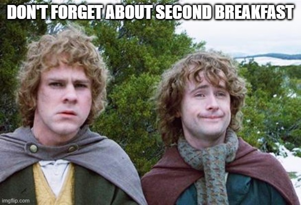The best way to make the MODs run faster | DON'T FORGET ABOUT SECOND BREAKFAST | image tagged in second breakfast | made w/ Imgflip meme maker