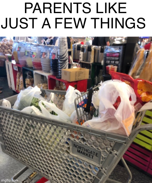 PARENTS LIKE JUST A FEW THINGS | image tagged in parents,shopping | made w/ Imgflip meme maker
