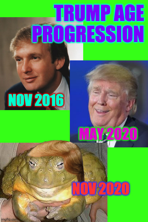 Is the magic still there?  Look at these undoctored photos and you be the judge  ( : | TRUMP AGE
PROGRESSION; NOV 2016; MAY 2020; NOV 2020 | image tagged in memes,trump age progression,science,no magic | made w/ Imgflip meme maker