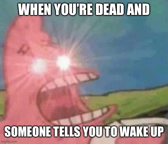 Dead | WHEN YOU’RE DEAD AND; SOMEONE TELLS YOU TO WAKE UP | image tagged in dead | made w/ Imgflip meme maker