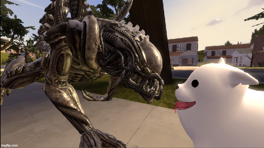 Space boi met the annoying dog | image tagged in sfm | made w/ Imgflip meme maker