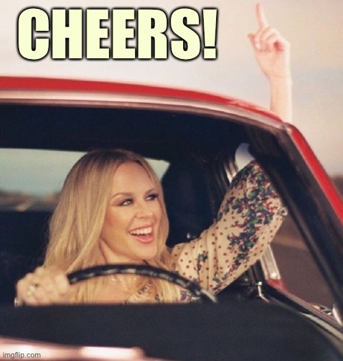 Kylie driving | CHEERS! | image tagged in kylie driving | made w/ Imgflip meme maker