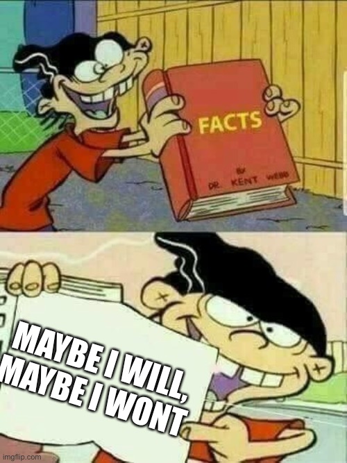 Double d facts book  | MAYBE I WILL, MAYBE I WONT | image tagged in double d facts book | made w/ Imgflip meme maker