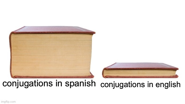 Conjugations | conjugations in english; conjugations in spanish | image tagged in spanish | made w/ Imgflip meme maker