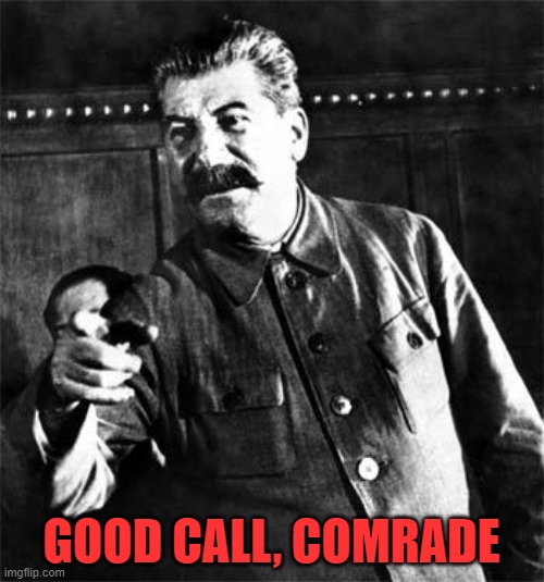 Stalin | GOOD CALL, COMRADE | image tagged in stalin | made w/ Imgflip meme maker