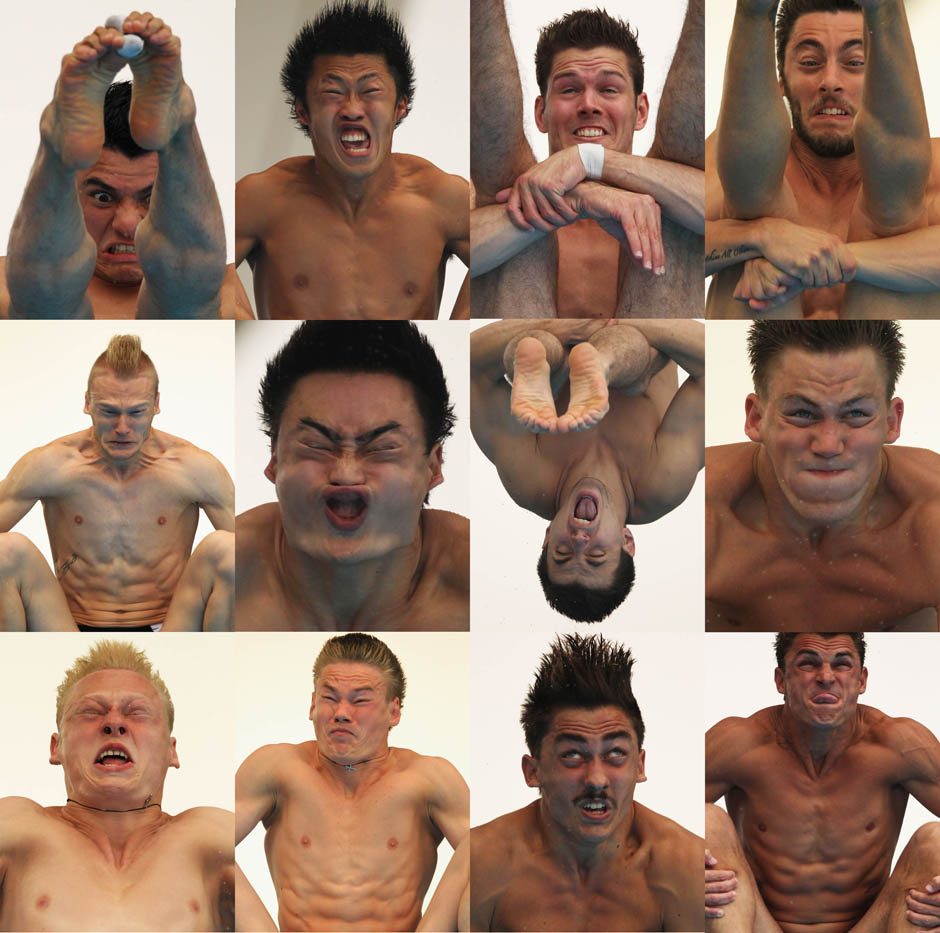 Olympic divers faces Blank Meme Template