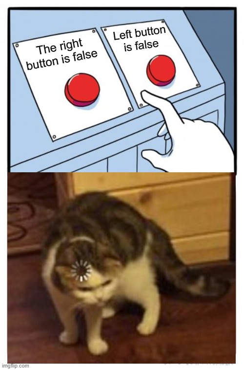 Two paradoxes | Left button is false; The right button is false | image tagged in memes,two buttons,paradox,confusion | made w/ Imgflip meme maker