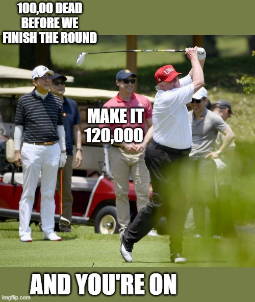 Nero fiddled while Rome burned. | 100,00 DEAD BEFORE WE FINISH THE ROUND; MAKE IT 120,000; AND YOU'RE ON | image tagged in memes,politics,donald trump is an idiot,maga,coronavirus,crisis | made w/ Imgflip meme maker