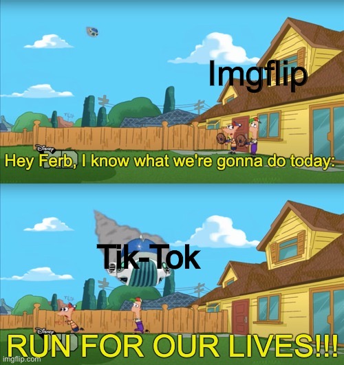 Thanks to Nitroburst_Animations for the template | Imgflip; Tik-Tok | image tagged in run for our lives | made w/ Imgflip meme maker