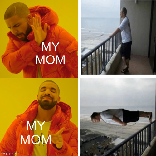 MY MOM; MY MOM | image tagged in drake hotline bling,drake hotline approves,fun | made w/ Imgflip meme maker