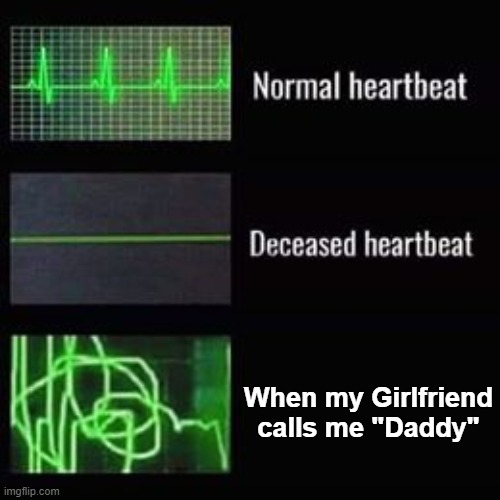 heartbeat rate | When my Girlfriend calls me "Daddy" | image tagged in heartbeat rate,memes | made w/ Imgflip meme maker