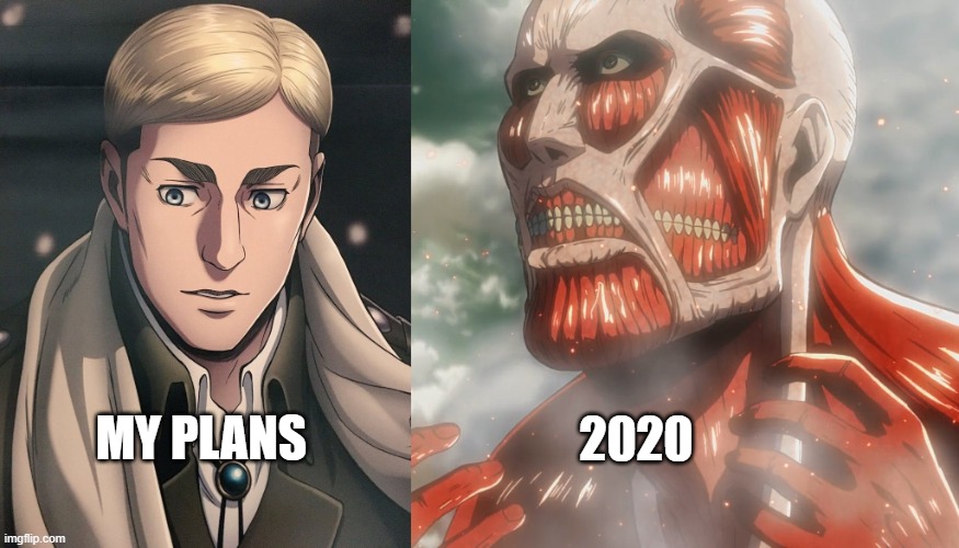 Sad noise | 2020; MY PLANS | image tagged in attack on titan,meme | made w/ Imgflip meme maker