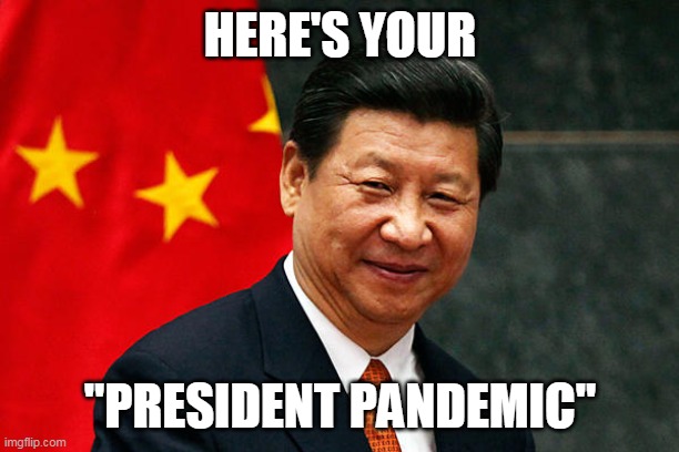 Xi Jinping | HERE'S YOUR "PRESIDENT PANDEMIC" | image tagged in xi jinping | made w/ Imgflip meme maker