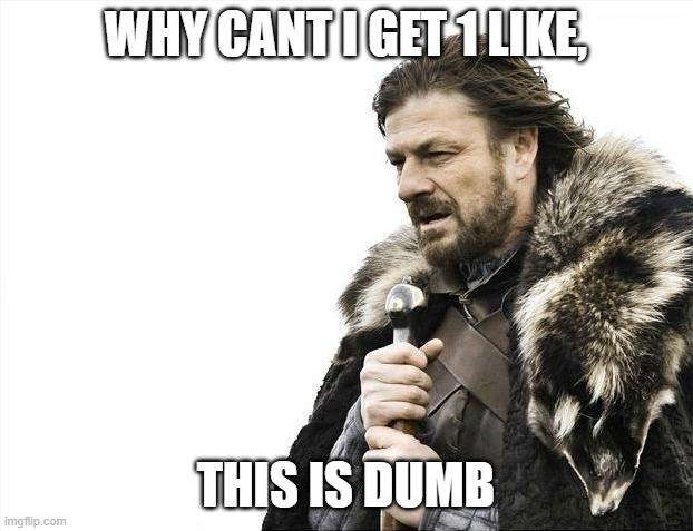 Brace Yourselves X is Coming | WHY CANT I GET 1 LIKE, THIS IS DUMB | image tagged in memes,brace yourselves x is coming | made w/ Imgflip meme maker